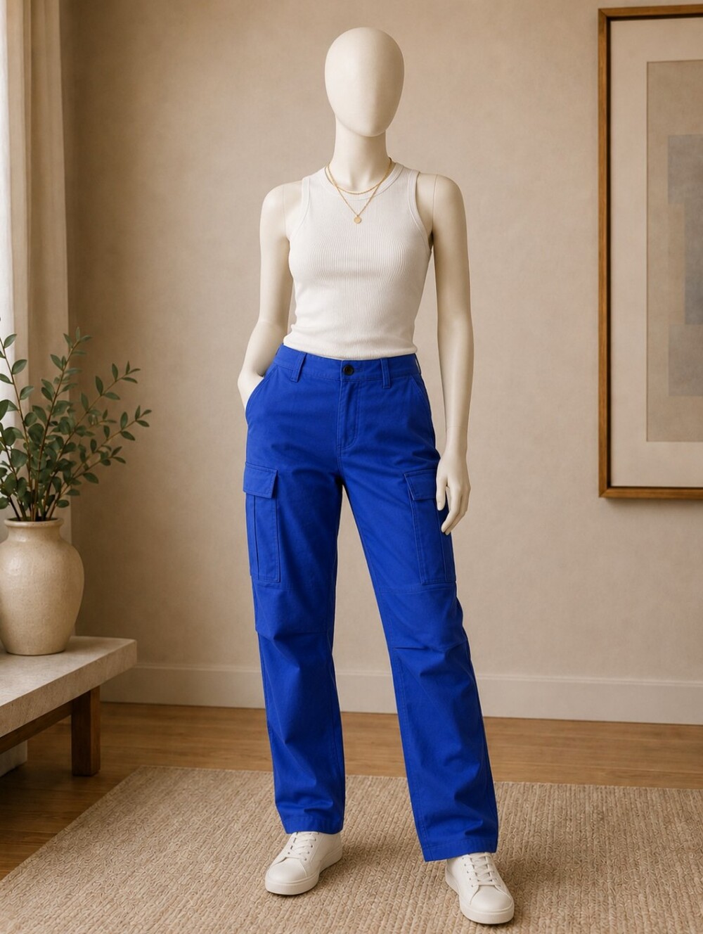 Rag & Bone Women's Sands Cargo Pants Size 6 Bright Blue Cotton Canvas